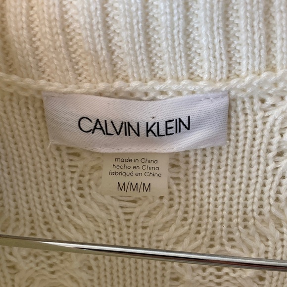 Calvin Klein Ivory cable Knit Sweater dress M classic chic old money minimalist - Picture 2 of 5